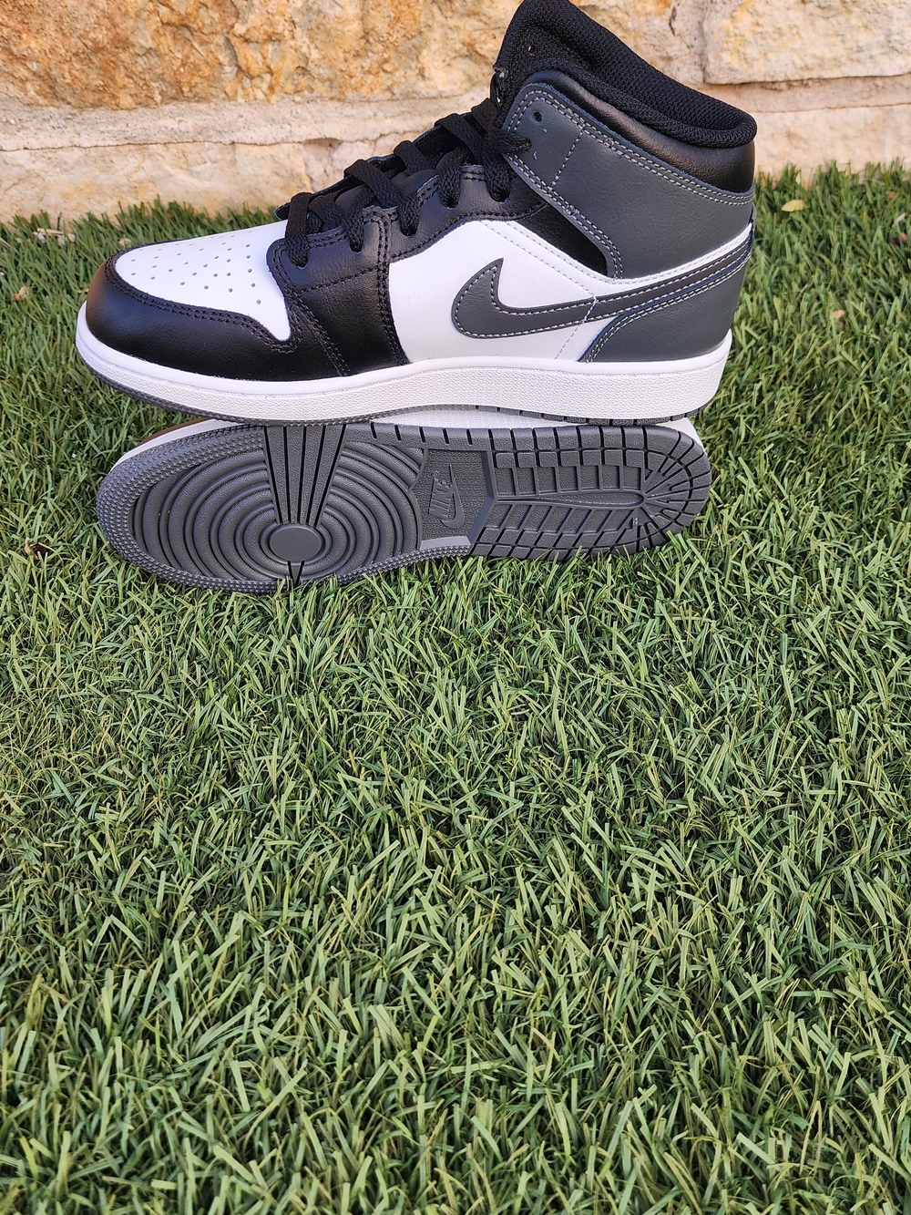 Nike Air Jordan 1 Mid Black White Grey Sneakers
